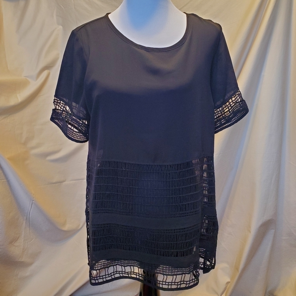 Lysse Black Lace Top SZ MD